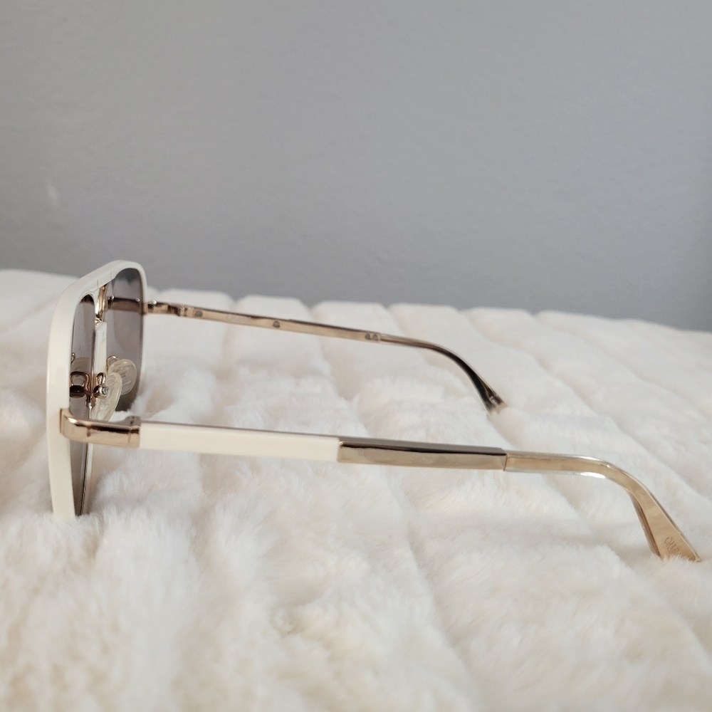 QUAY // ltd ed luxe combination white/gold frames brown polarized lens aviators - Picture 10 of 16